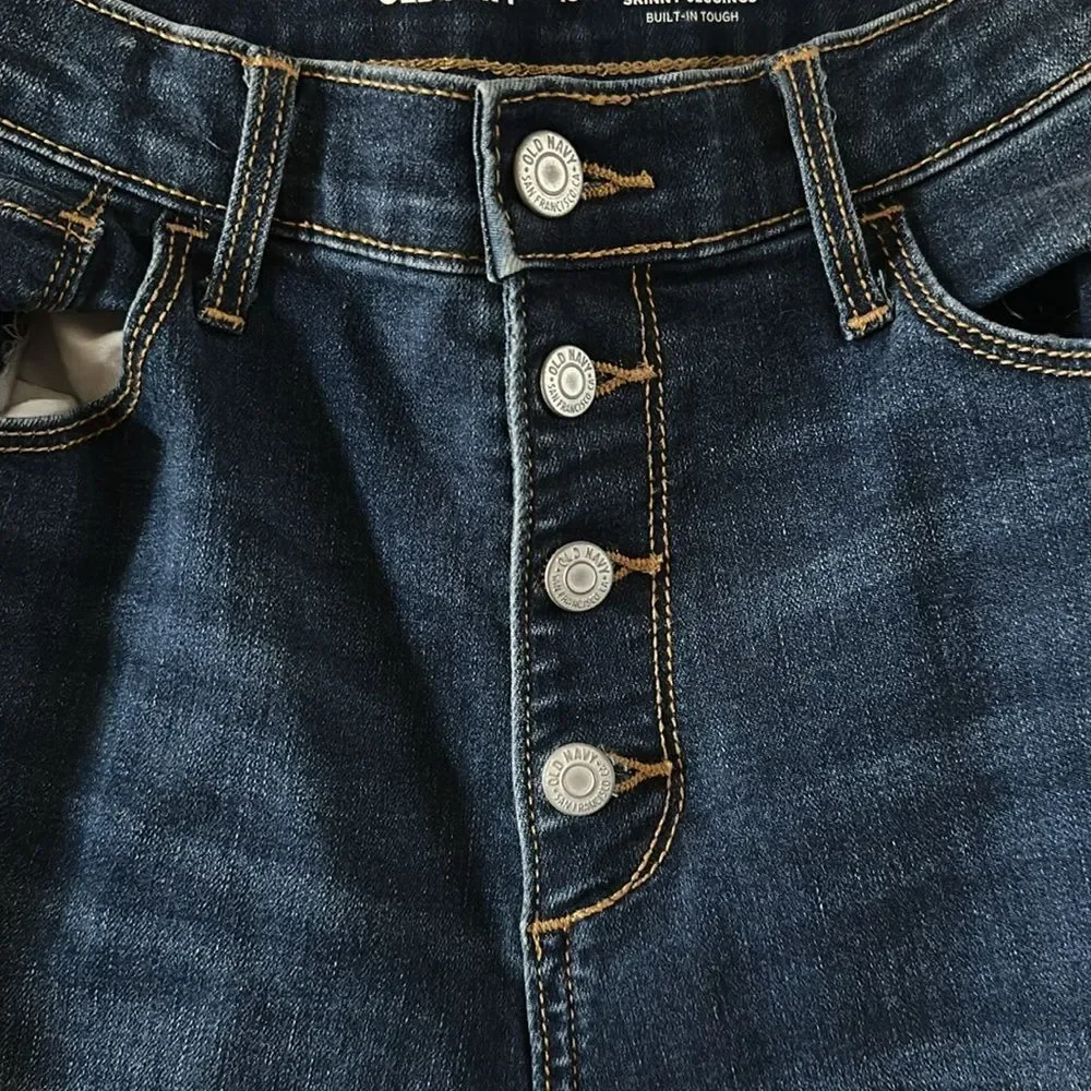 Old Navy Girls Size 18 Dark Blue Distressed Skinny Rockstar Jeggings
